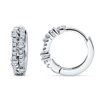 Round Cubic Zirconia Huggie Hoop Earrings 925 Sterling Silver Wholesale